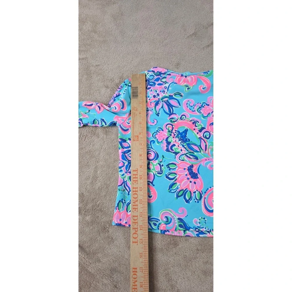 Lilly Pulitzer Swim Rash Guard Top Girls Size 6 Color Pink Blue Floral EUC